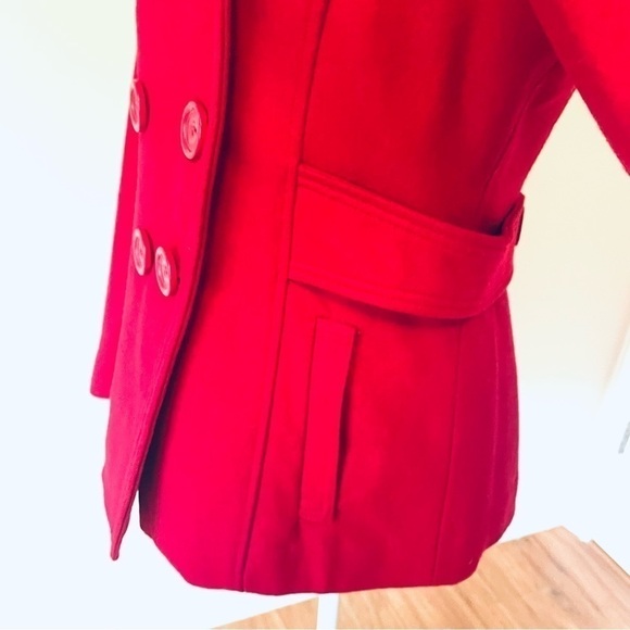 ๐ฅ Guess Jeans Red Wool Peacoat โ Women's Size M Jacket Coat. - Picture 4 of 11